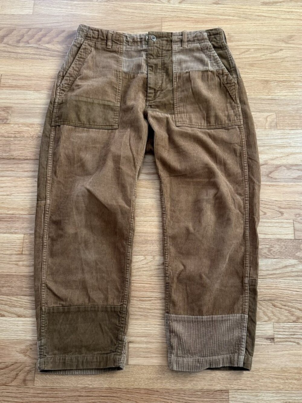Engineered Garments Cotton 8W Corduroy Fatigue Pants Patchwork Tan Small